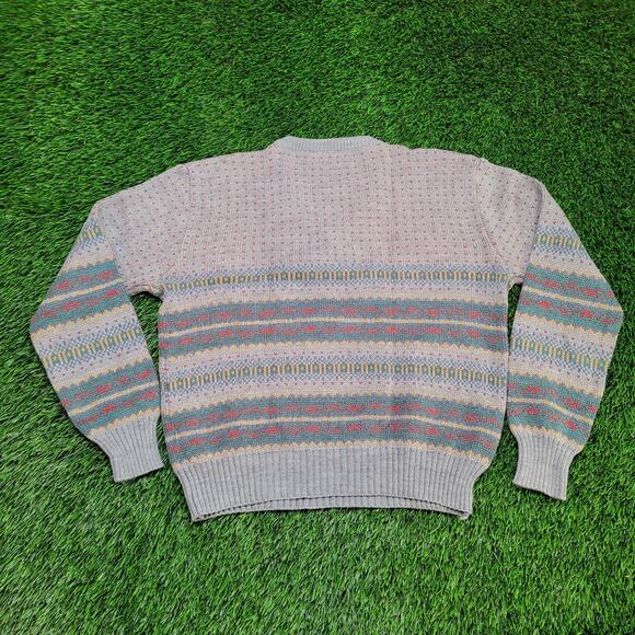 VTG 80s Sears Boxy Crop Fair Isle Sweater Tapered Hem 80s Fit Large - Picture 4 of 5
